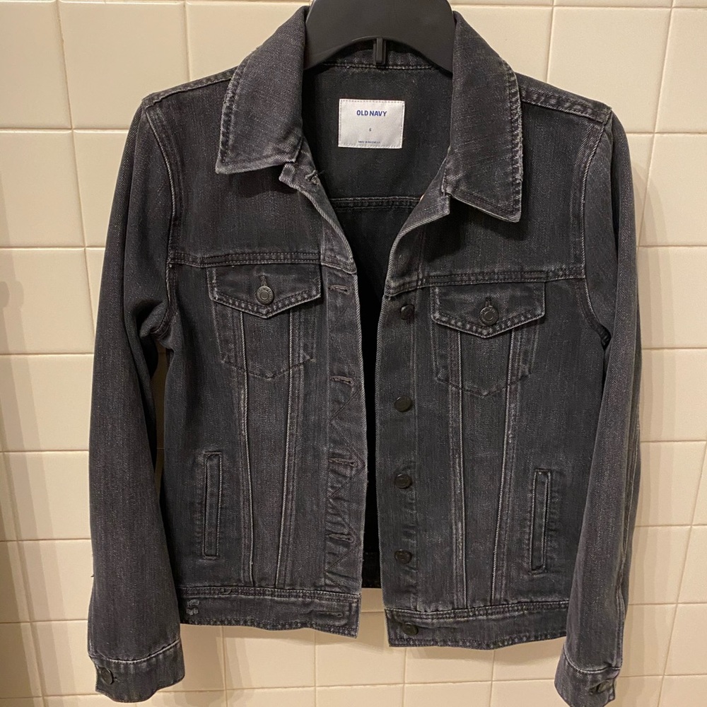 Old Navy Distressed Black Jean jacket